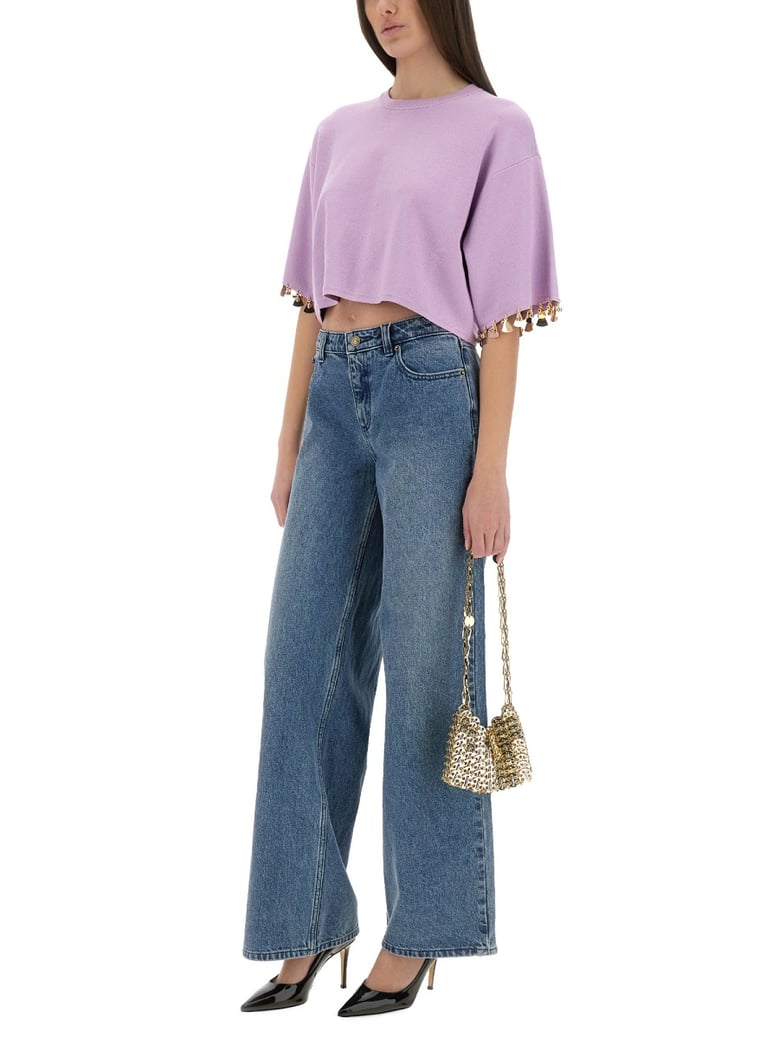 knit crop t-shirt in lilac by Selfnex
