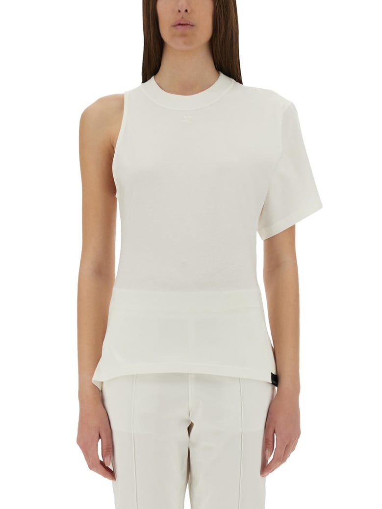 one-shoulder t-shirt in scuba by Selfnex