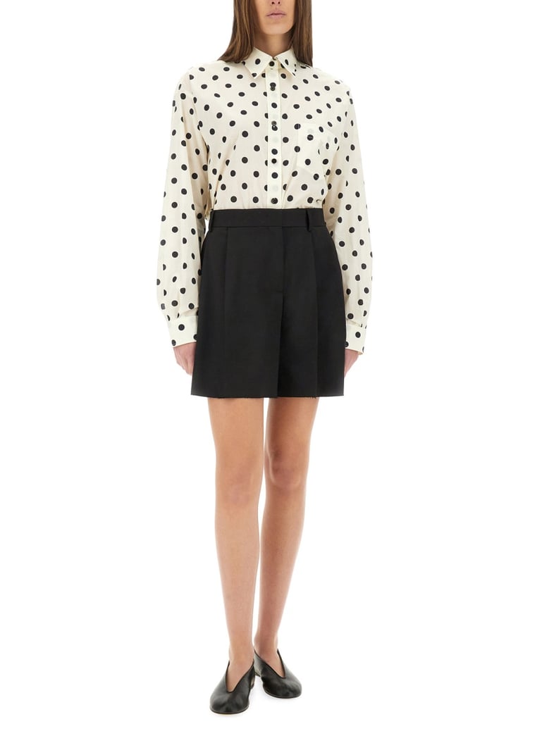 asymmetrical wool shorts by Selfnex