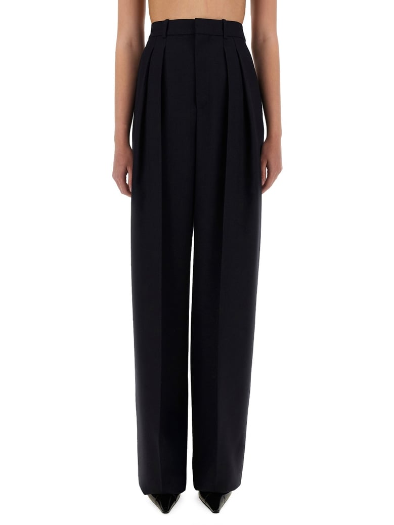 wide-leg trousers grain de poudre blue wool by Selfnex