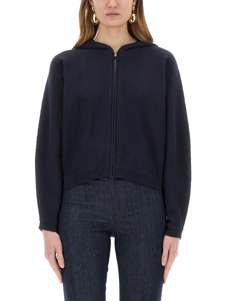 knit sweatshirt with zipper by Selfnex