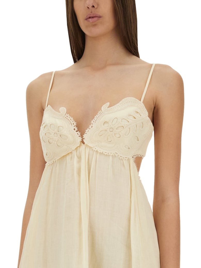 embroidered dress in ivory by Selfnex