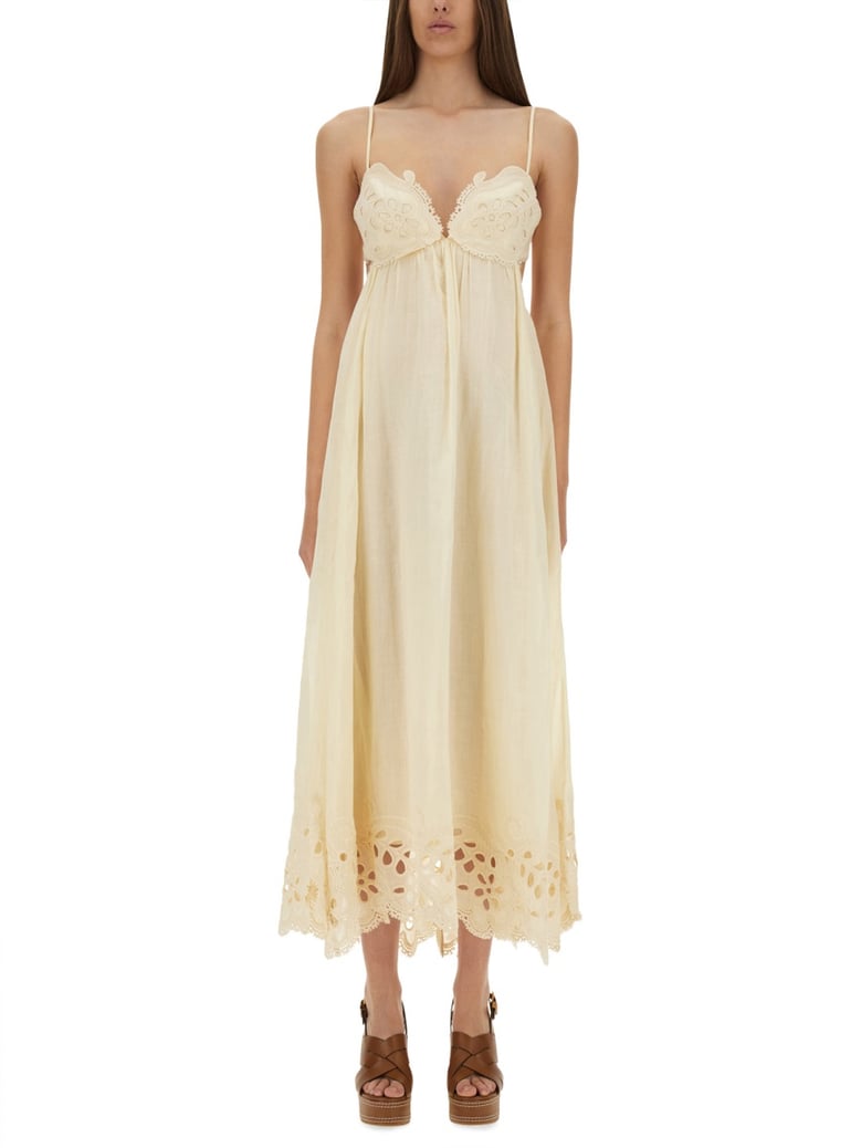 embroidered dress in ivory by Selfnex