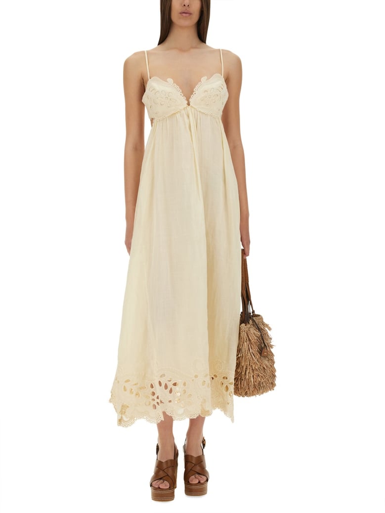 embroidered dress in ivory by Selfnex