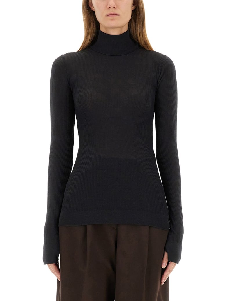 wool turtleneck top by Selfnex