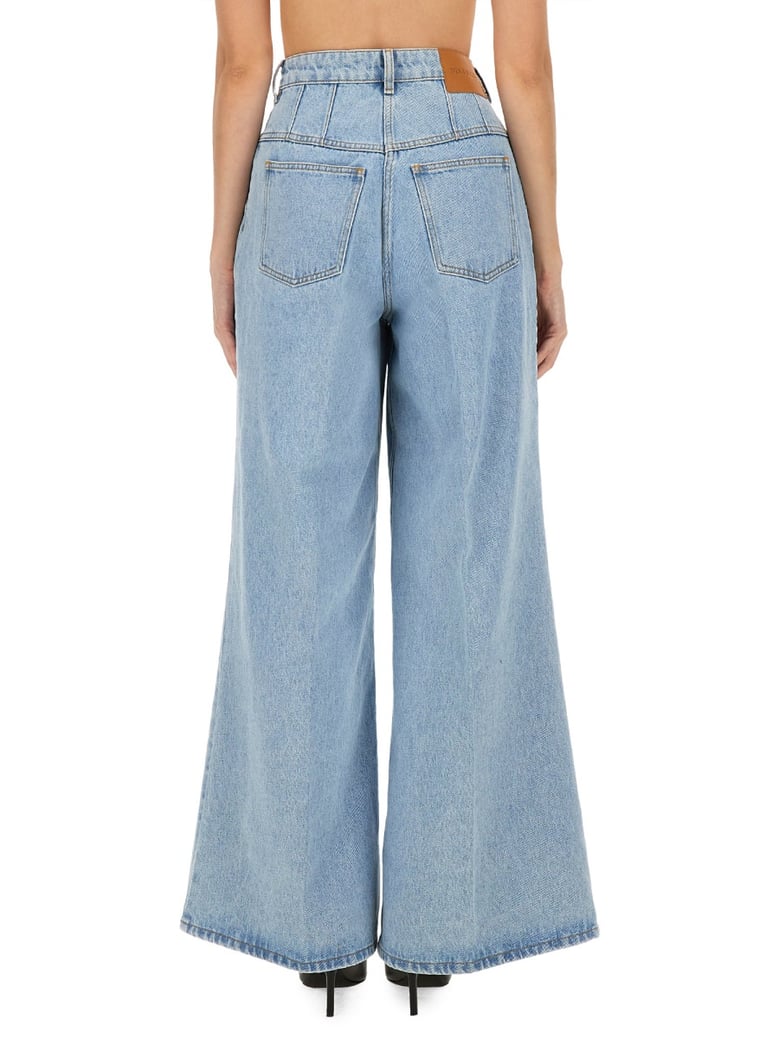 wide leg jeans in baby blue by Selfnex