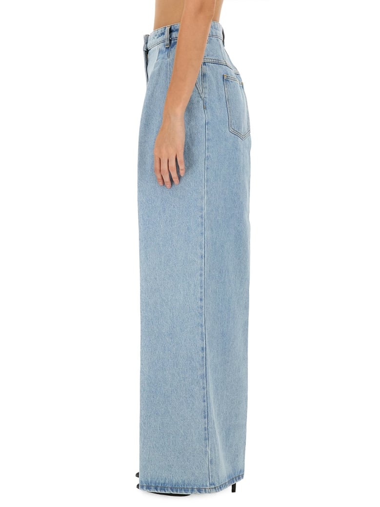 wide leg jeans in baby blue by Selfnex