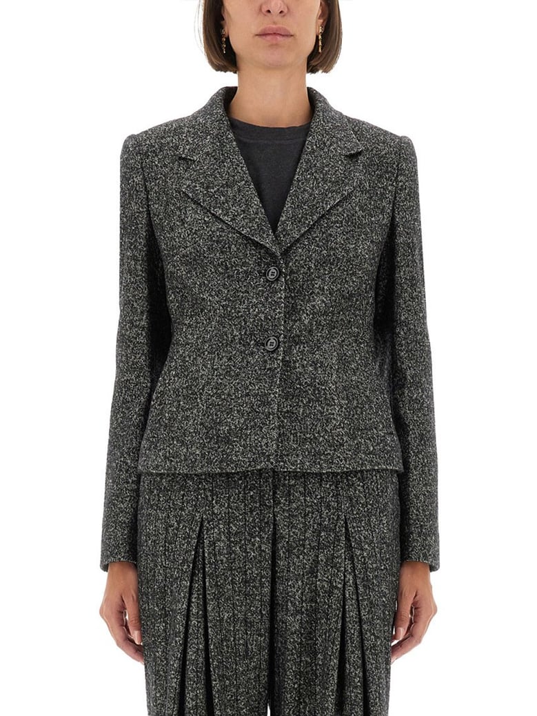 wool blend dot single-breasted jacket by Selfnex