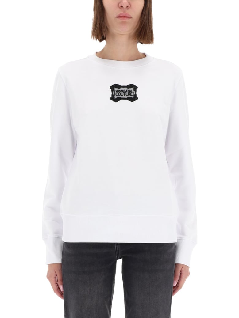 sweatshirt with baroque logo patch by Selfnex