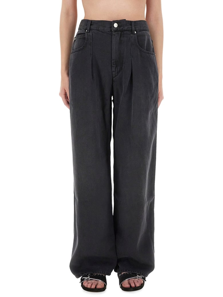 wide leg jeans in black by Selfnex