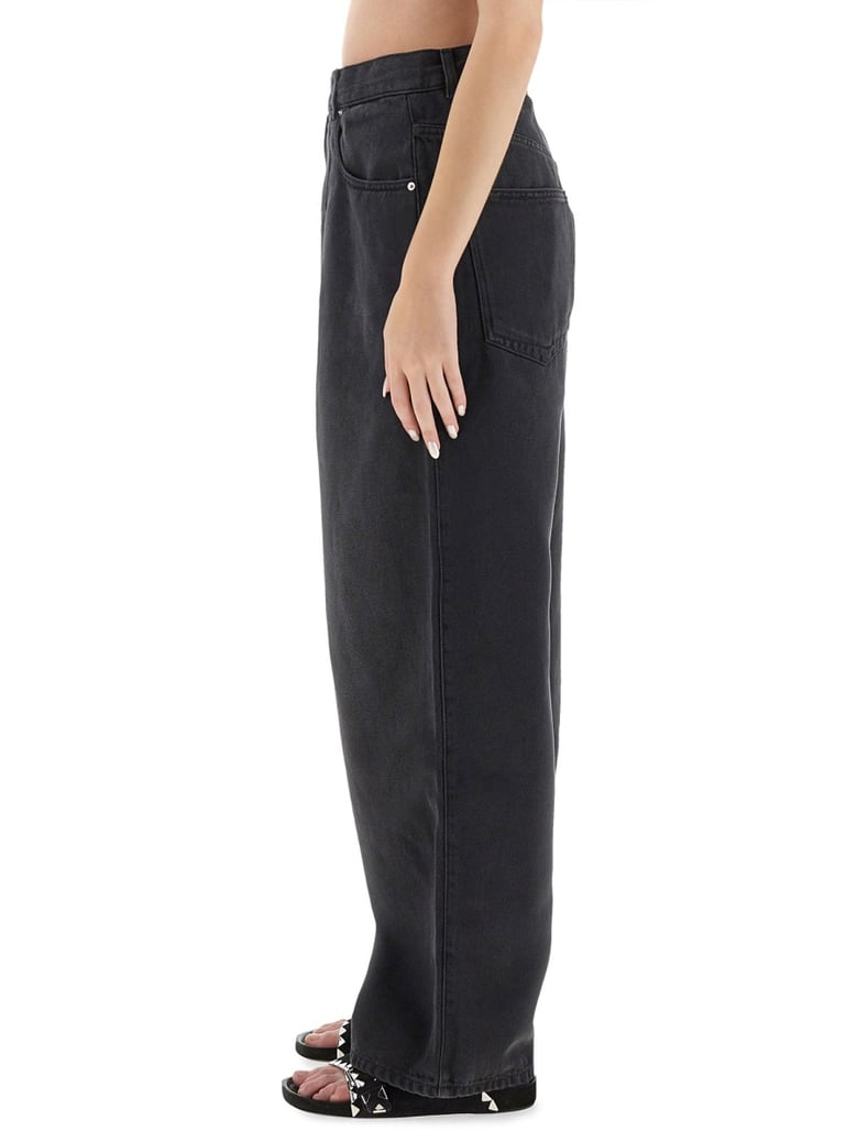 wide leg jeans in black by Selfnex