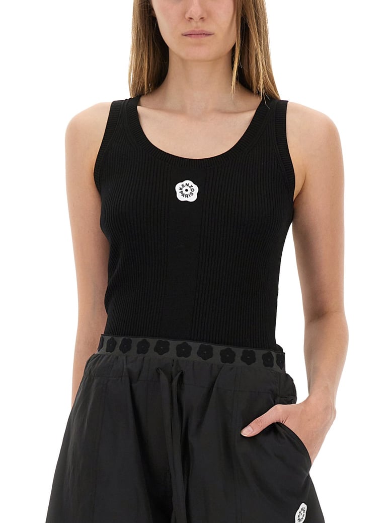 embroidery boke flower tank top by Selfnex