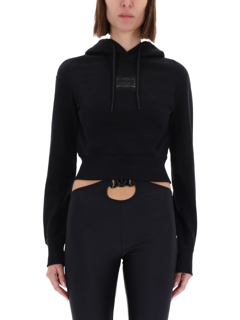 cropped sweatshirt with baroque logo patch by Selfnex