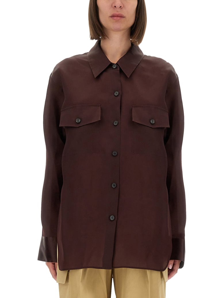 matteo silk top in bordeaux by Selfnex