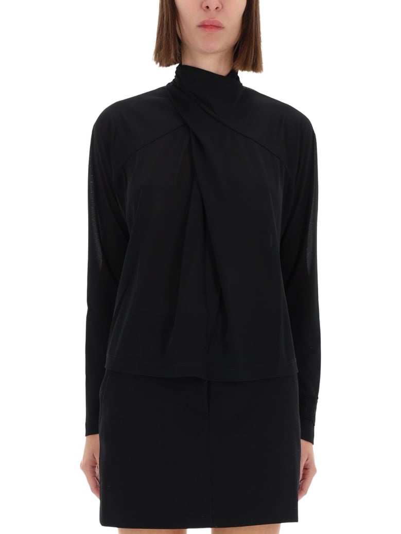 shirt with draped collar by Selfnex