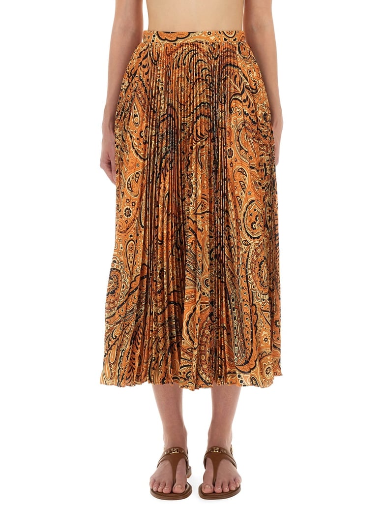 pleated sablé skirt with print by Selfnex