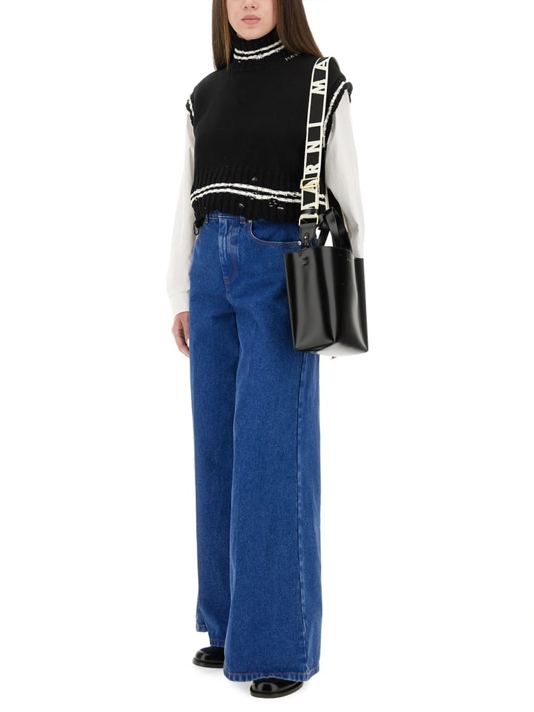 wide leg denim jeans by Selfnex