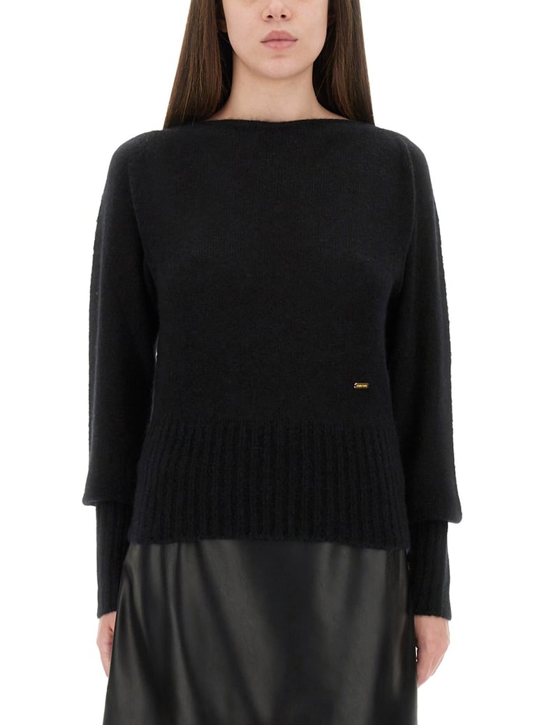 boat-neck sweater by Selfnex
