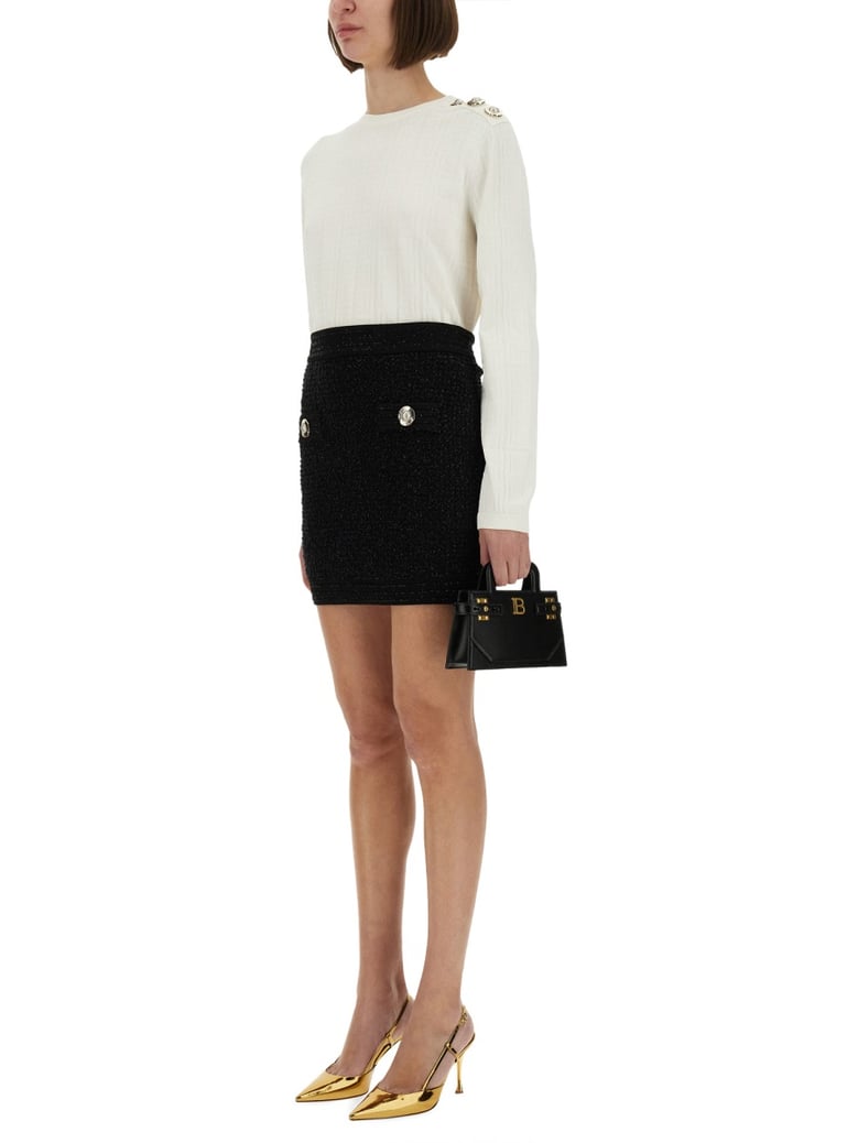 tweed skirt in black by Selfnex
