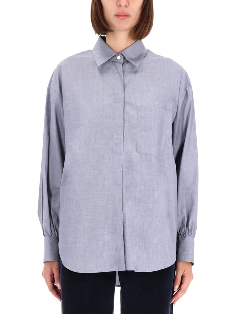high collar shirt in azure by Selfnex