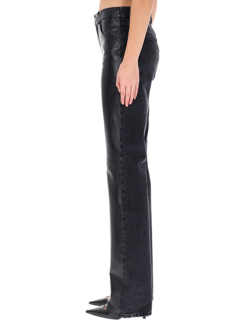 star black denim & leather pants by Selfnex