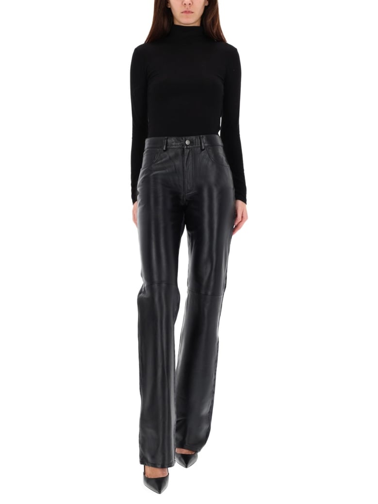 star black denim & leather pants by Selfnex