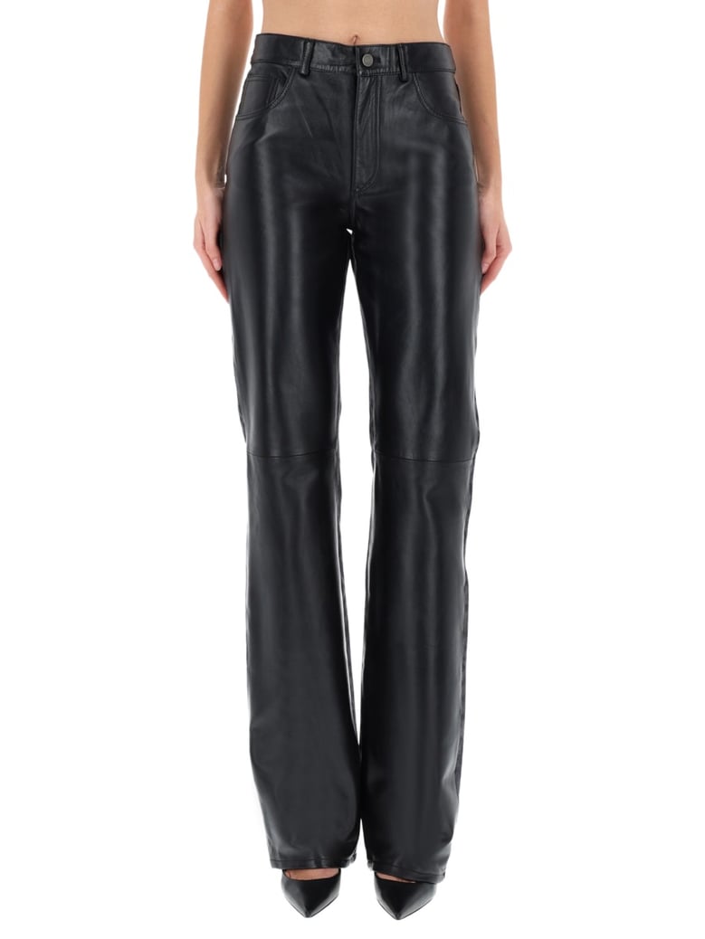 star black denim & leather pants by Selfnex