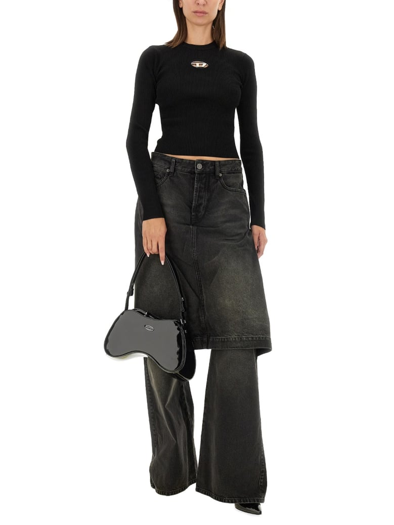 cropped fit top in black by Selfnex