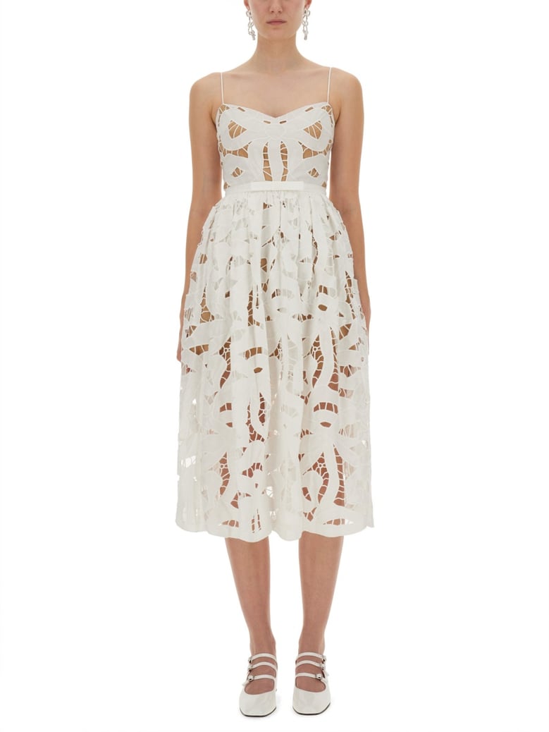 embroidered midi dress with bow by Selfnex