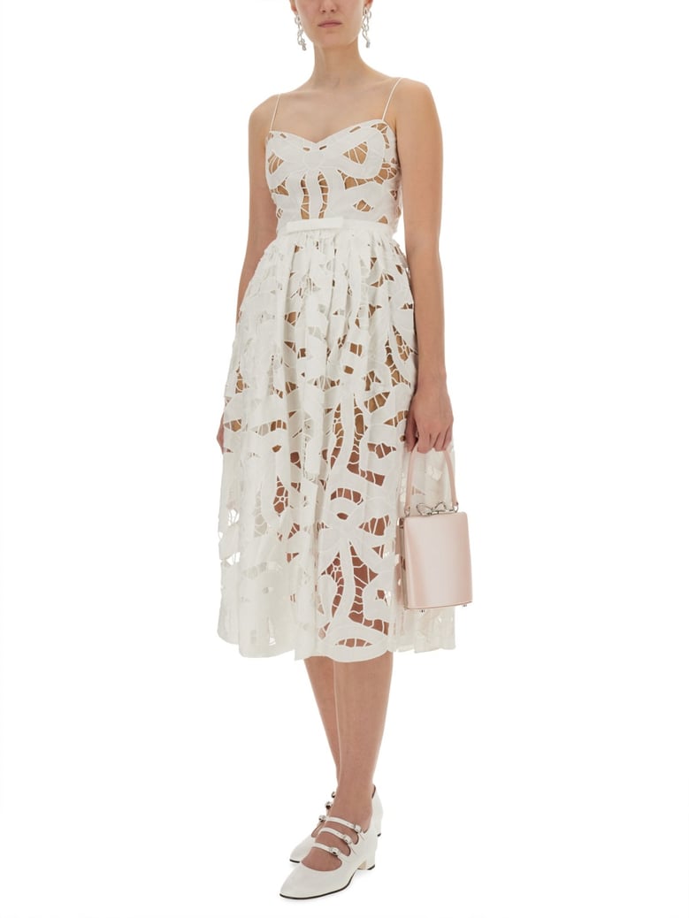 embroidered midi dress with bow by Selfnex