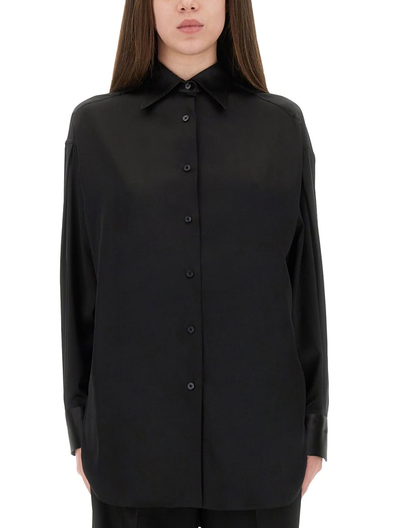 stretch silk satin shirt by Selfnex