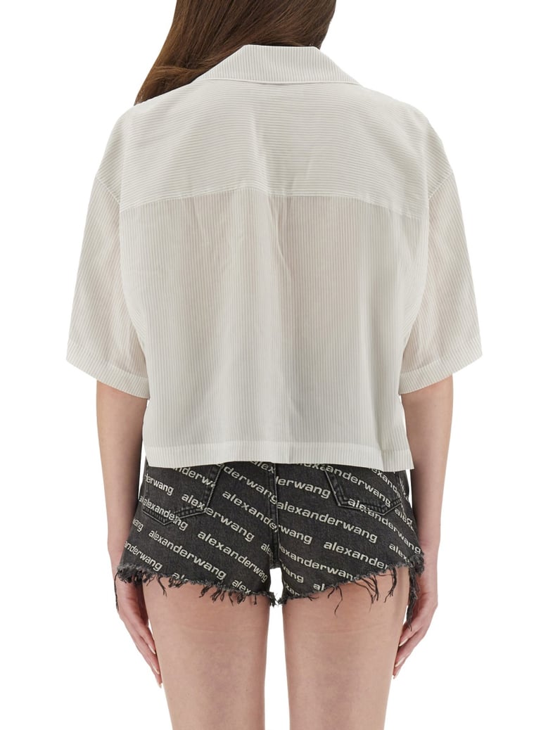 striped shirt with embroidered logo by Selfnex