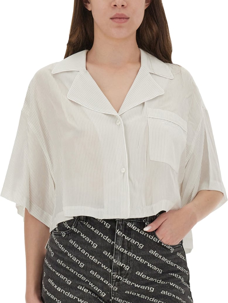 striped shirt with embroidered logo by Selfnex