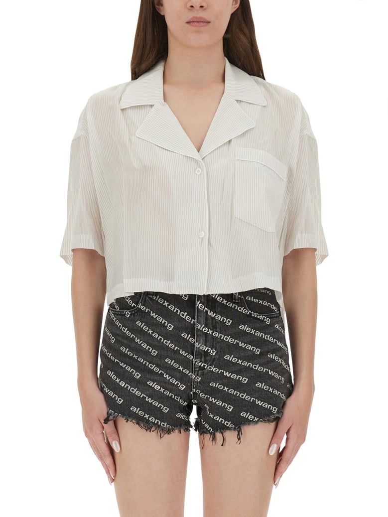striped shirt with embroidered logo by Selfnex