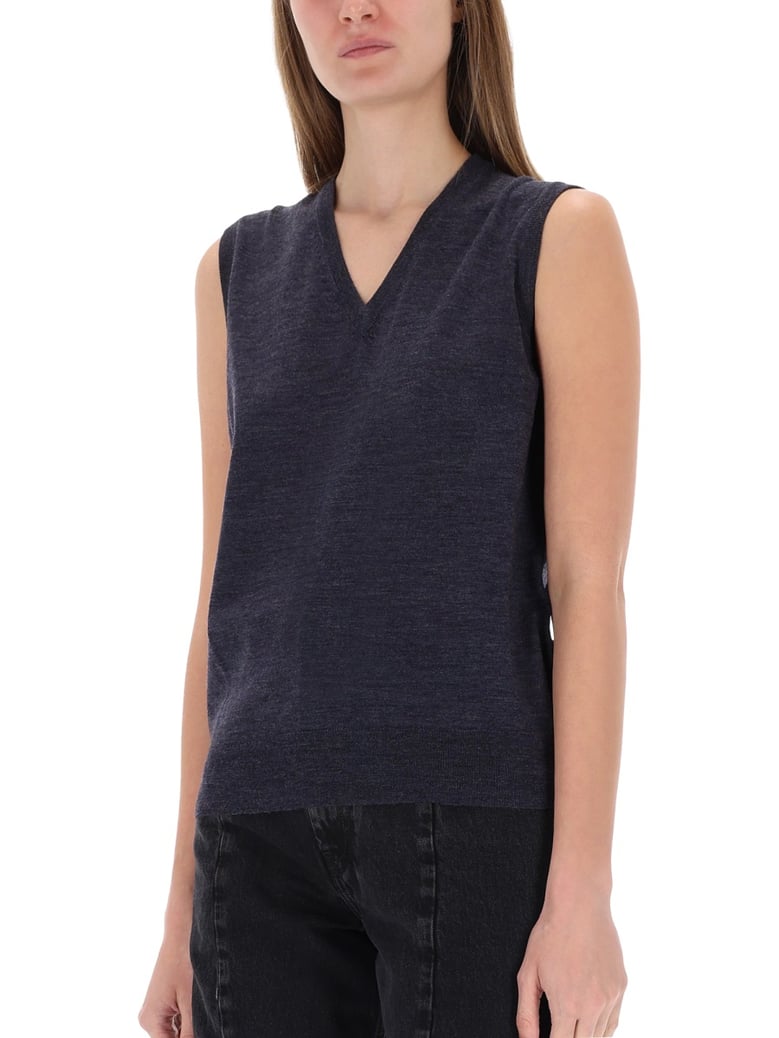 v-neck vest in blue by Selfnex