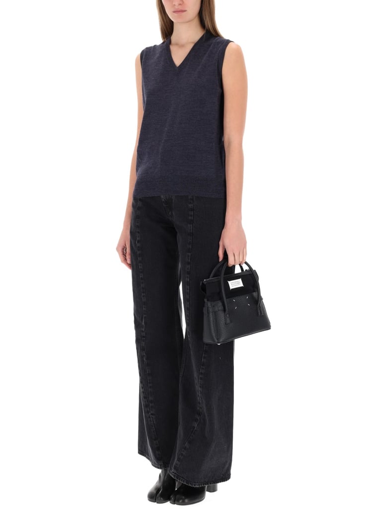 v-neck vest in blue by Selfnex