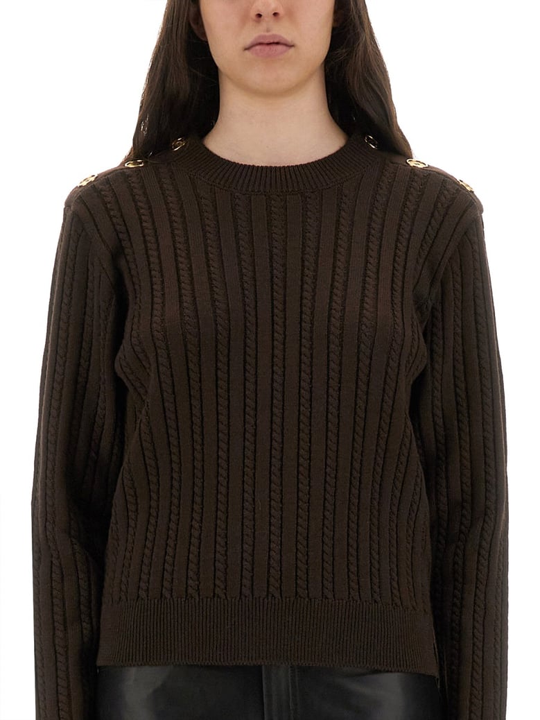 wool sweater with button detail by Selfnex