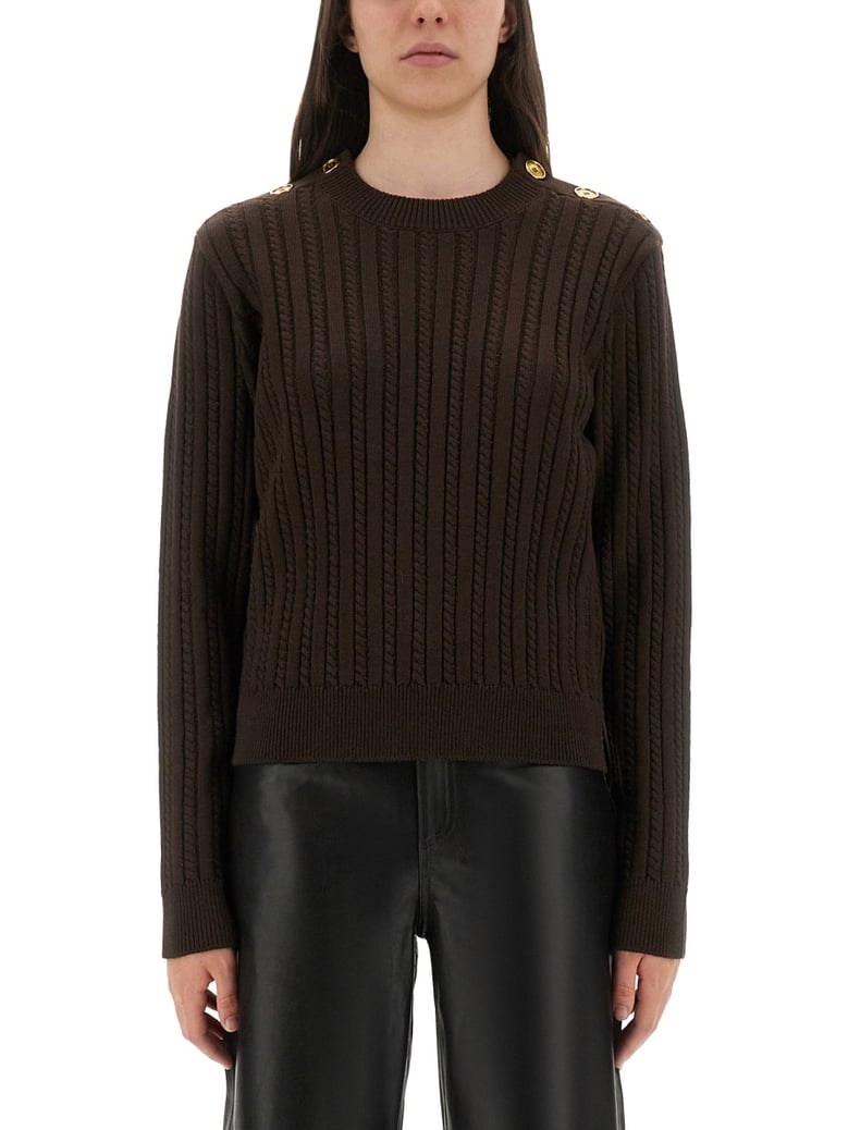 wool sweater with button detail by Selfnex