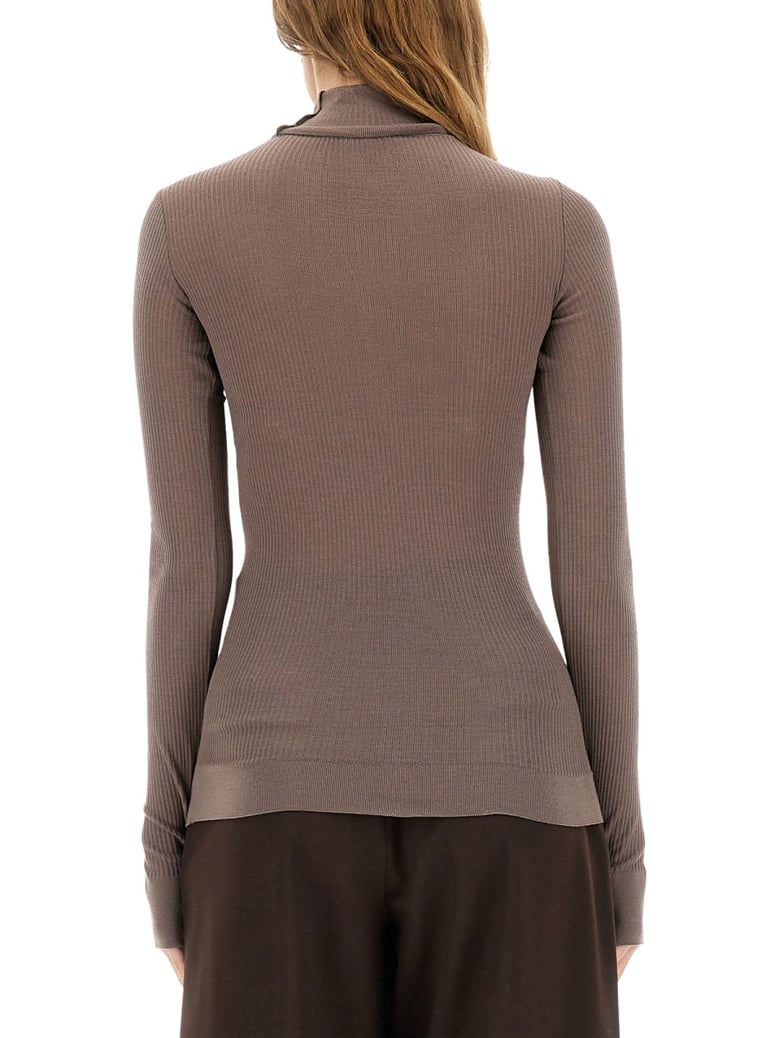 brown turtleneck top by Selfnex