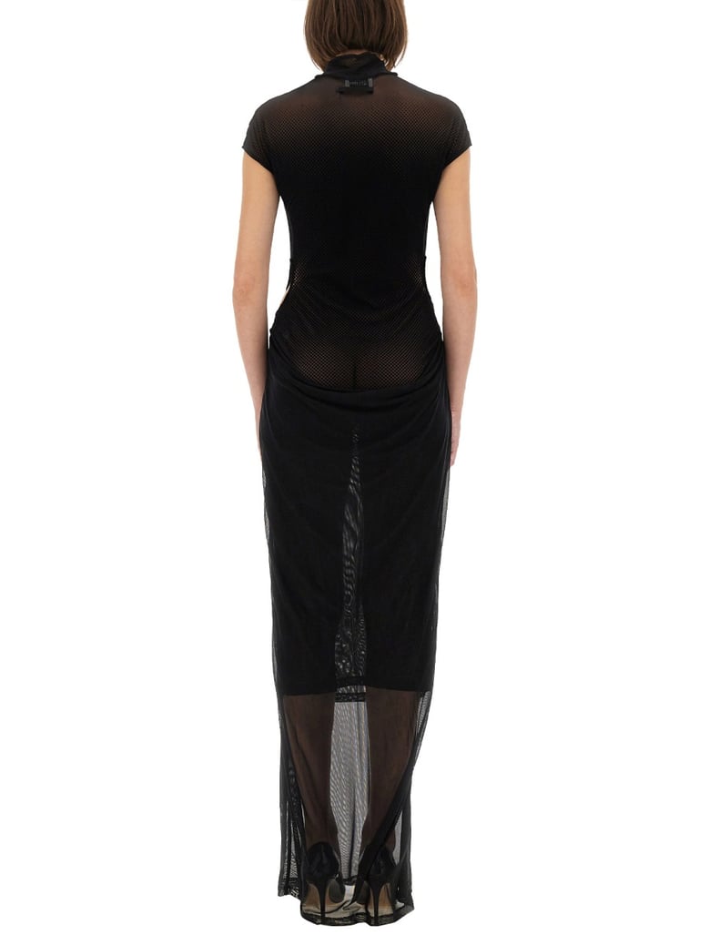 mesh dress with flocked logo by Selfnex