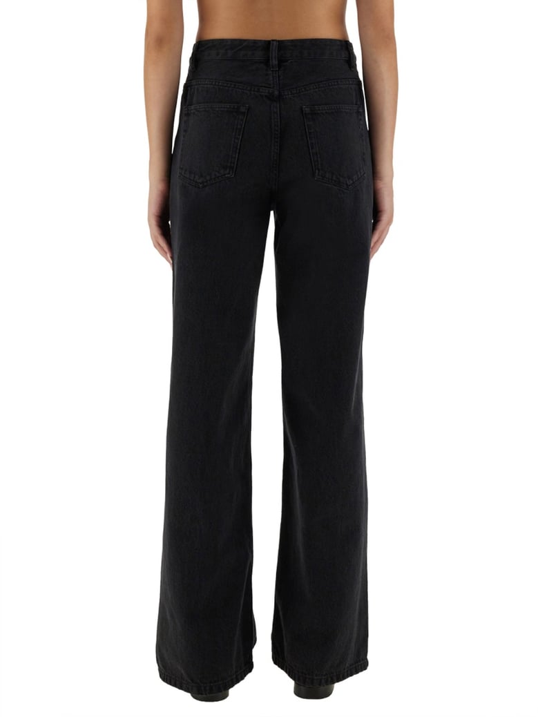 wide leg jeans in black by Selfnex
