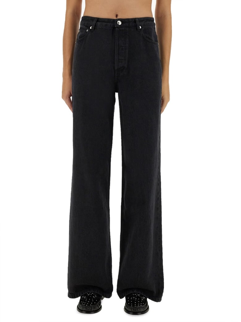 wide leg jeans in black by Selfnex