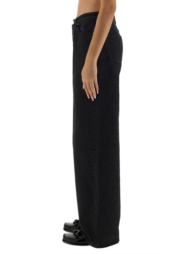 wide leg jeans in black by Selfnex