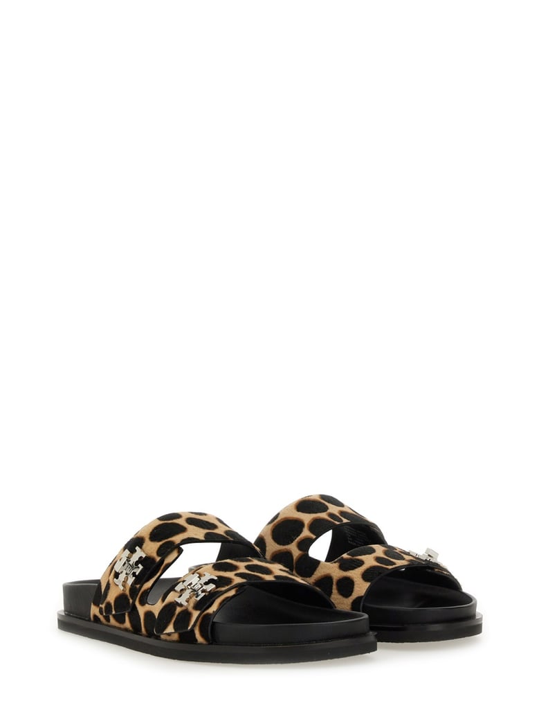 black leather sandals with t lock by Selfnex