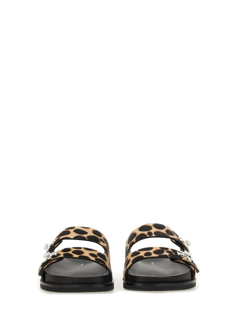 black leather sandals with t lock by Selfnex