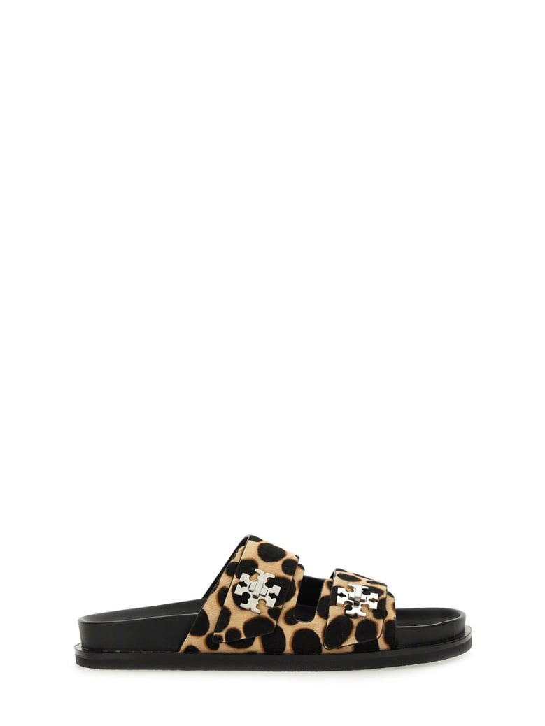 black leather sandals with t lock by Selfnex