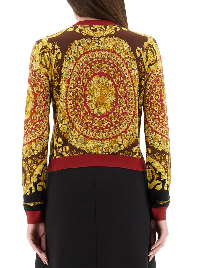 baroque silk knit cardigan by Selfnex