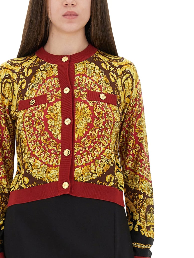 baroque silk knit cardigan by Selfnex