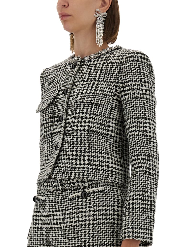 houndstooth jacket with crystals by Selfnex