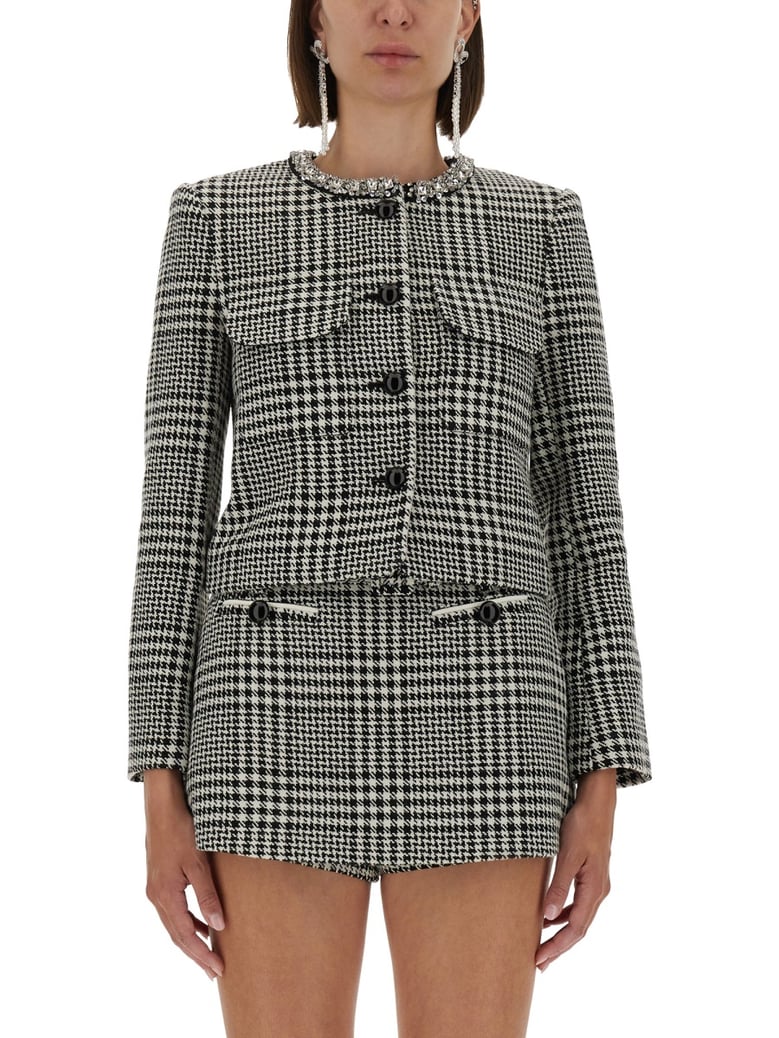 houndstooth jacket with crystals by Selfnex